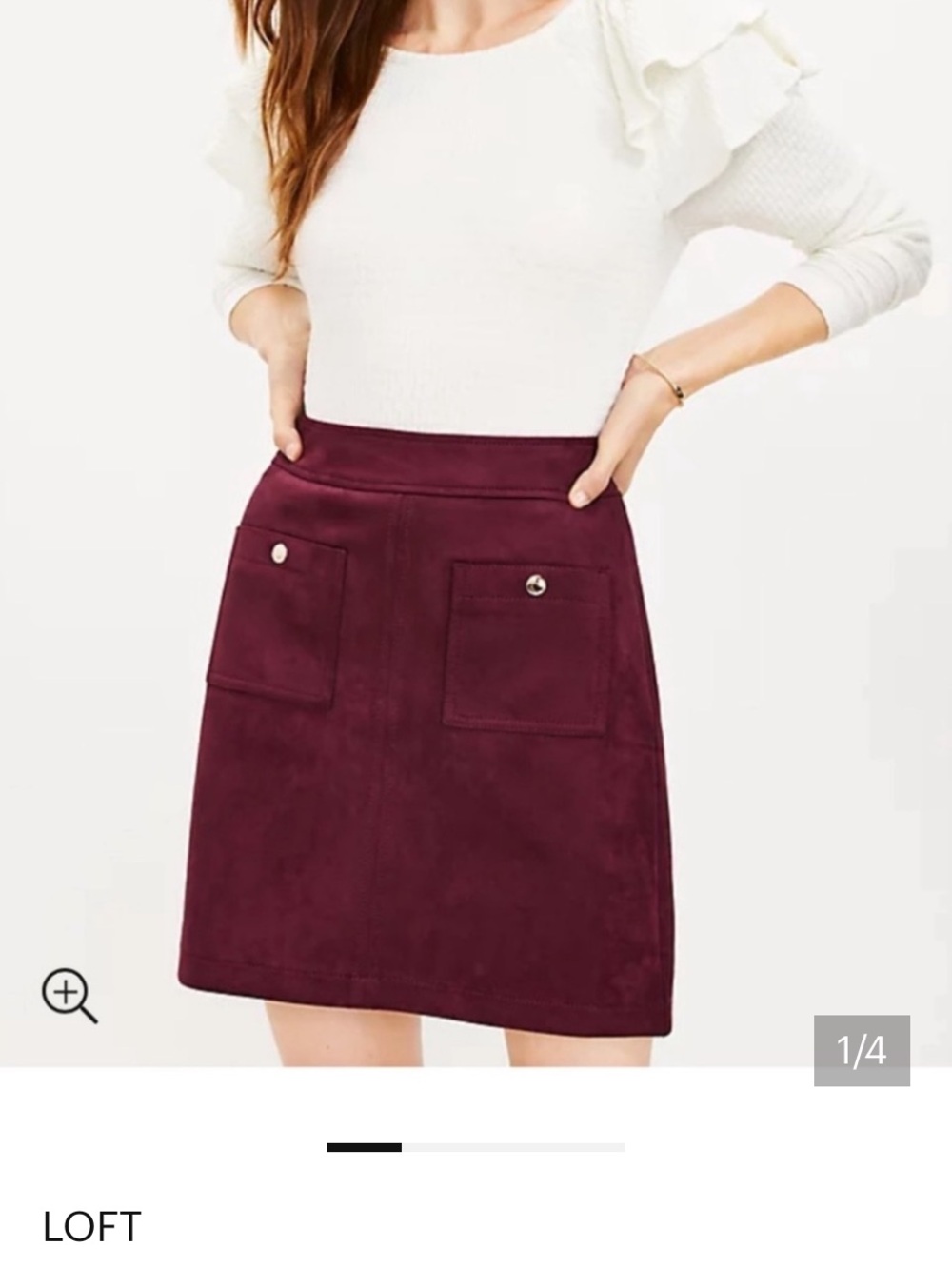 LOFT Burgundy Faux Suede Skirt – Size 12
